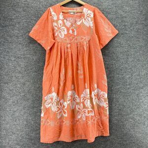 Anthony Richards Dress Women M Medium Orange Floral V-Neck Shift Midi Button